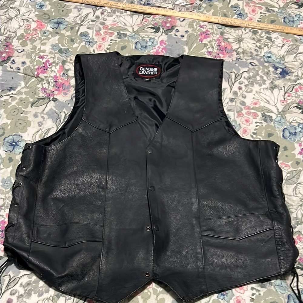 Black Leather Men's Vest size 50